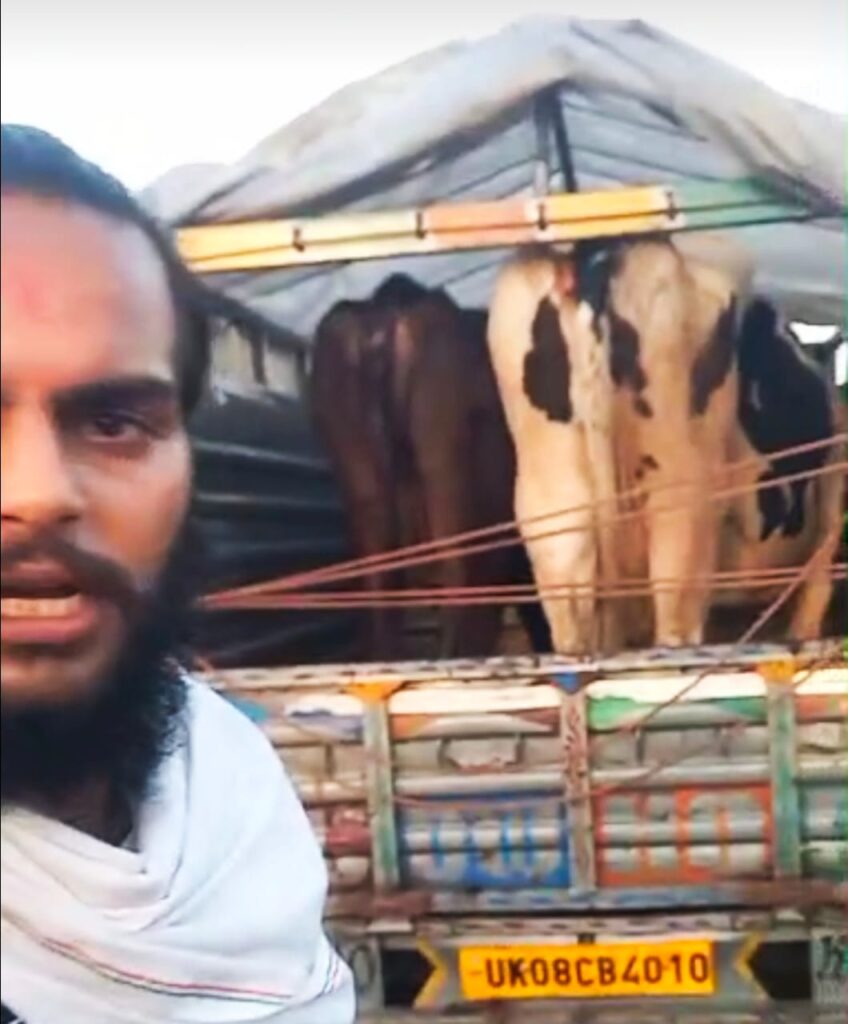 लोडर में दो गाय ले जा रहे बजरंग दल के पूर्व नेता को मंगलौर में कुछ गौरक्षकों ने ग्रामीणों के साथ मिलकर पकड़ा,,,